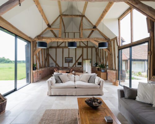 Windows and sofa in modern living room